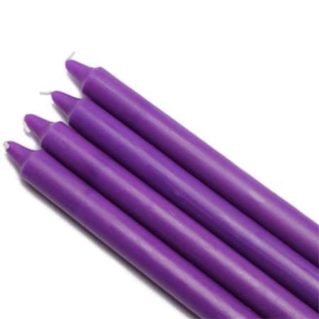 Jeco CEZ-096 10 In. Straight Taper Candles; Purple - 12 Piece
